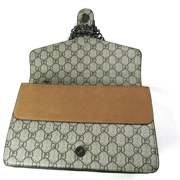 Suede Canvas Chain Shoulder Bag - Picture 7 of 8